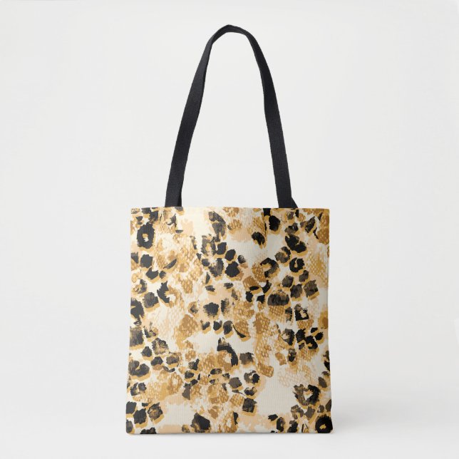 Bolsa Tote Leopard Chic: Elegância de Padrão Vintage. (Frente)