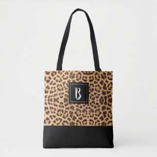 Bolsa Tote Leopardo Chic Cachorro Imprimir Preto Preto Preto 