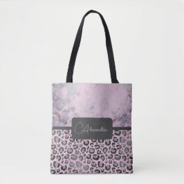 Bolsa Tote Leopardo da Gliteria do Mármaco Leve Rosa Personal