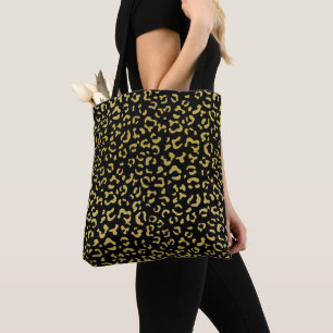 Bolsa Tote Leopardo Dourado, Brilhante Dourada, Padrão-Leopar