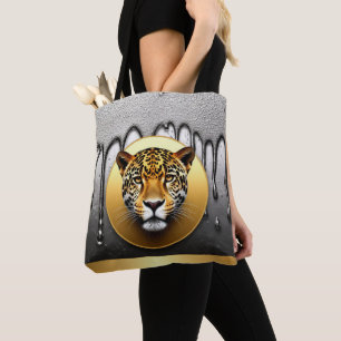 Bolsa Tote Leopardo Dourado Com Detalhes de Gota de Água 🐆