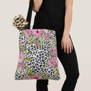 Bolsa Tote Leopardo elegante e design floral