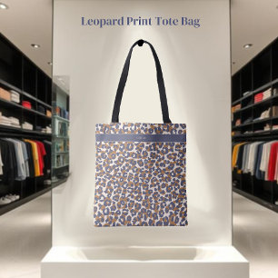 Bolsa Tote Leopardo - Impressão Azul Castanho-
