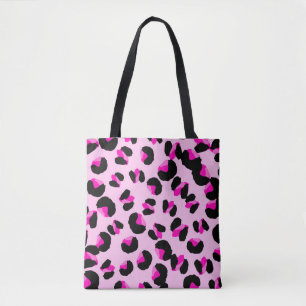 Bolsa Tote Leopardo rosa. Padrão de pele animal. Leopardo. Pa