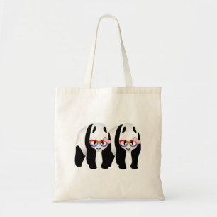 Bolsa Tote Lésbicas bonitas Pandas arco-íris Vestindo óculos