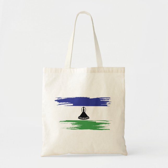 Bolsa Tote Lesotho Flag Brush Art (Frente)