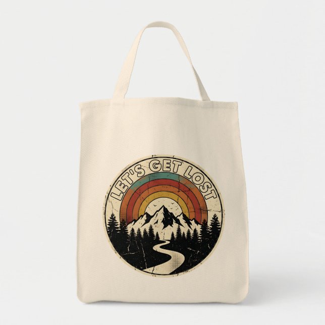 Bolsa Tote Let’s Get Lost Retro Mountain Adventure Outdoor (Frente)
