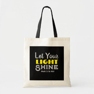 Bolsa Tote Let Your Light Shine Bible Verse Yellow Cute 