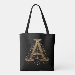 Bolsa Tote Letra A Dourada Ornamentada Luxo Monograma Vintage