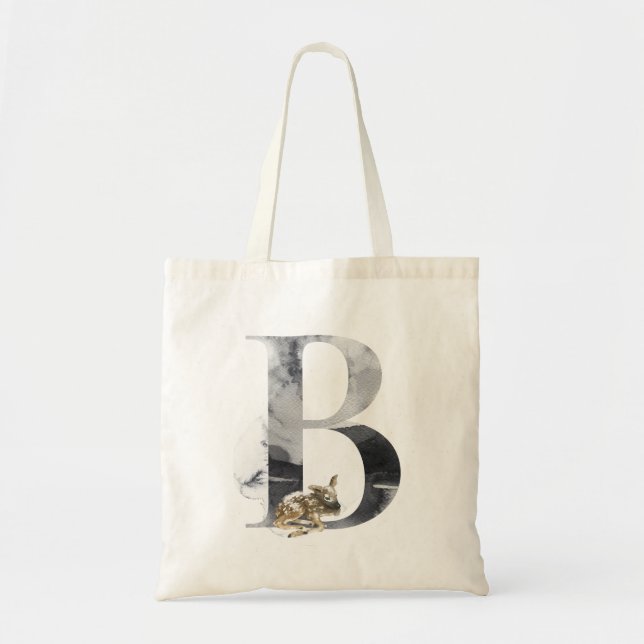 Bolsa Tote Letra B, alfabeto de veado (Frente)