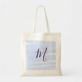 Bolsa Tote Letra de monograma de nome em aquarela pastel roxa