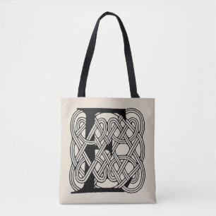 Bolsa Tote Letra E Celtic Knot Vintage Monograma