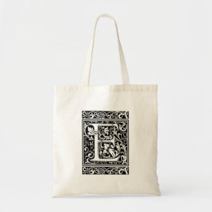 Bolsa Tote Letra E Monograma Medieval Art Nouveau