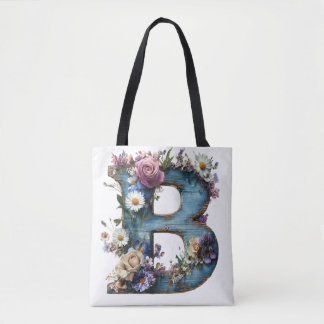 Bolsa Tote Letra Floral Botânica Antiga B