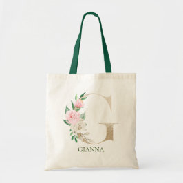 Bolsa Tote Letra floral cor-de-água rosa G Monograma Token Ba