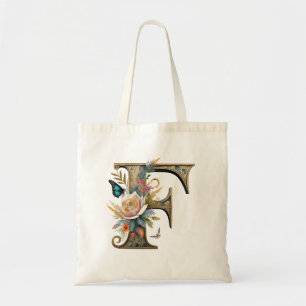 Bolsa Tote Letra floral elegante bohemiana F