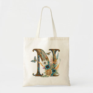 Bolsa Tote Letra floral elegante bohemiana N