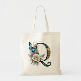 Bolsa Tote Letra floral elegante bohemiana Q