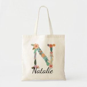 Bolsa Tote Letra Floral Personalizada L Nome Personalizado Bo