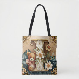 Bolsa Tote Letra FLoral Teddy Bear I