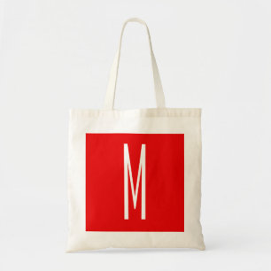 Bolsa Tote Letra inicial Monograma Estilo moderno Branco verm
