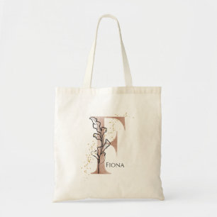 Bolsa Tote Letra Inicial Monograma Moderna F Boho Personaliza