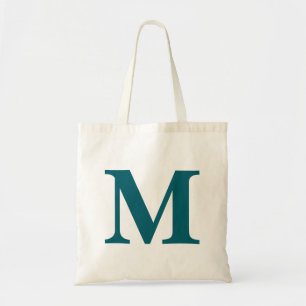 Bolsa Tote Letra inicial Monograma teal moderno