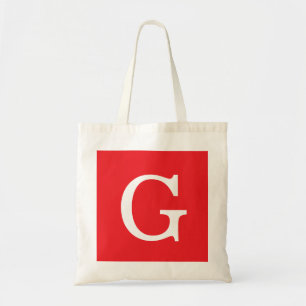 Bolsa Tote Letra Inicial Monograma Vermelho Branco Simples
