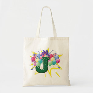 Bolsa Tote Letra J de Monograma de Celebração com Balões