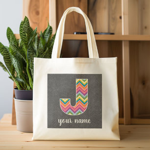 Bolsa Tote Letra J do monograma do quadro com vigas
