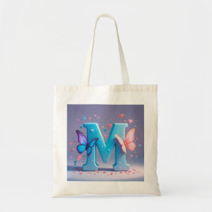 Bolsa Tote Letra M Colorida com Borboletas
