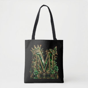 Bolsa Tote Letra M de Cristal Esmeralda Luxo Real