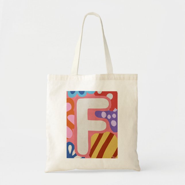 Bolsa Tote Letra Monograma F Decoração Dopamina Br (Frente)