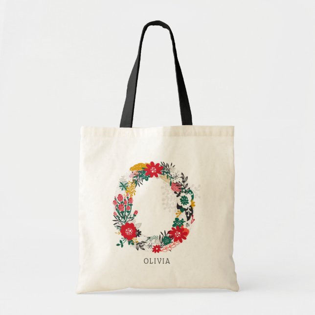 Bolsa Tote Letra O | Letra oral branca monograma bag I (Frente)