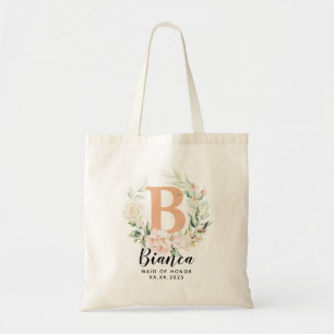 Bolsa Tote Letra Personalizada Greenery Bridesmaid Tote Bag