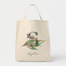 Letra S Floral Personalizada Monograma de Folhagem