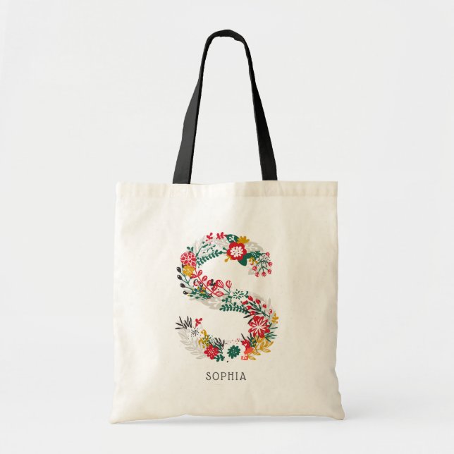 Bolsa Tote Letra S | Letra oral branca monograma bag I (Frente)
