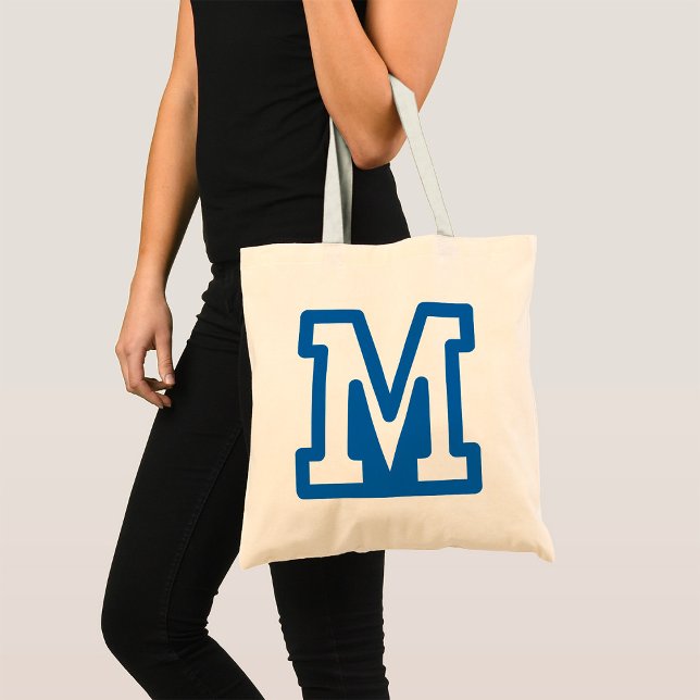 Bolsa Tote Letra Versity Azul M Monograma (Criador carregado)
