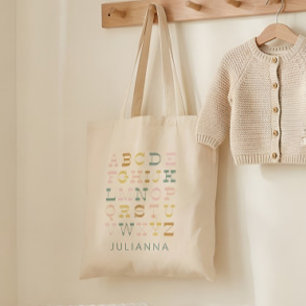 Bolsa Tote Letras do Alfabeto Vintage em Personalizadas Paste