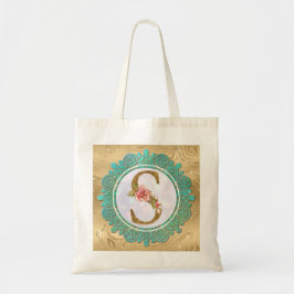 Bolsa Tote Letras Iniciais de Monograma Elegante com Mandala