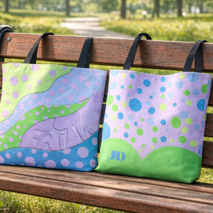 Bolsa Tote Letras Pastel Faith Pontos