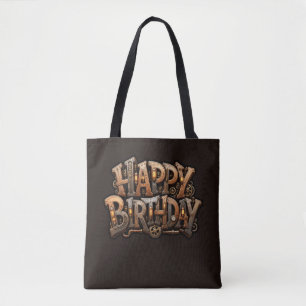 Bolsa Tote Letreiro de aniversário feliz Steampunk