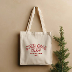 Bolsa Tote Letterman Christmas Crew Collegiate Family Name