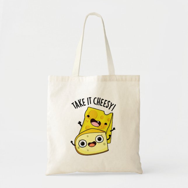 Bolsa Tote Leve em Queijo Piada de Comida Divertida  (Frente)