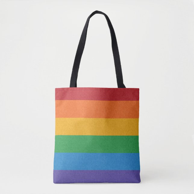 Bolsa Tote LGBTQ Fundo do Sinalizador do Orgulho Colorido Arc (Frente)