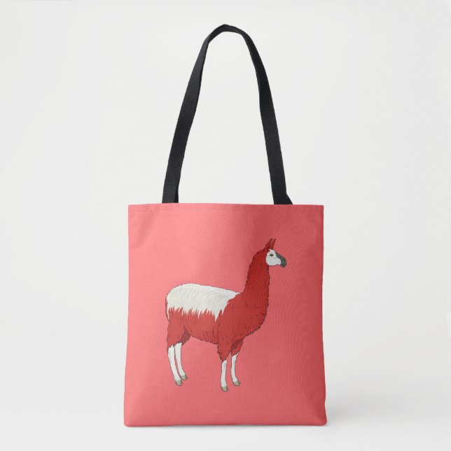 Bolsa Tote Lhama Vermelha Engraçada (Frente)