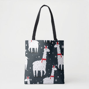 Bolsa Tote Lhamas Coloridas: Animais Neves Sem Costura.