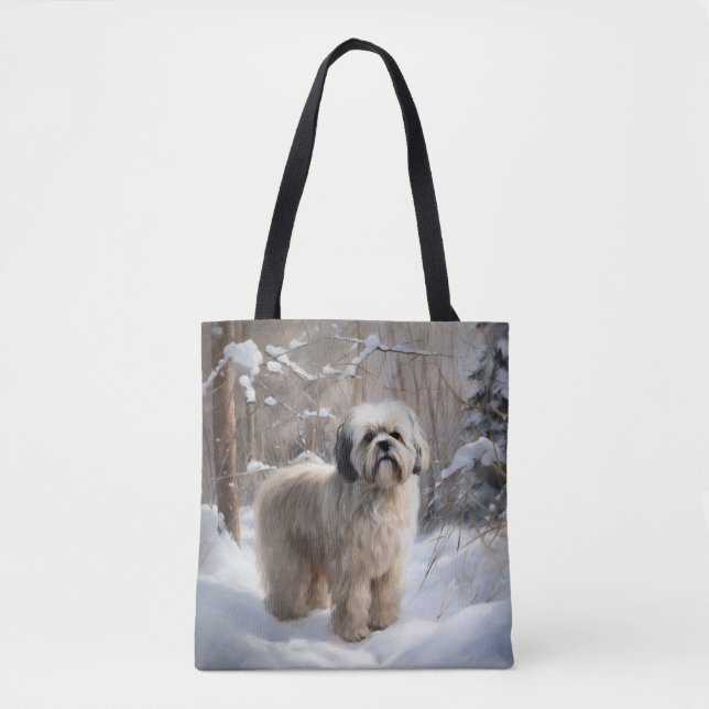 Bolsa Tote Lhasa Apso Deixe-A Neve Natal (Frente)