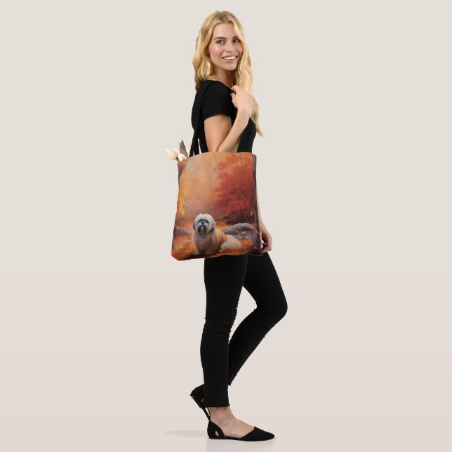 Bolsa Tote Lhasa Apso no Outono Folhas Caem Inspirar (No(a) Modelo)
