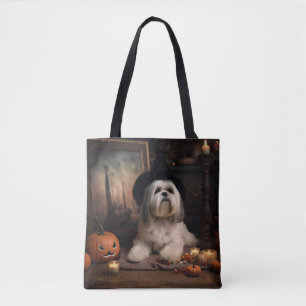 Bolsa Tote Lhasa Apso Pumpkins Halloween Scary